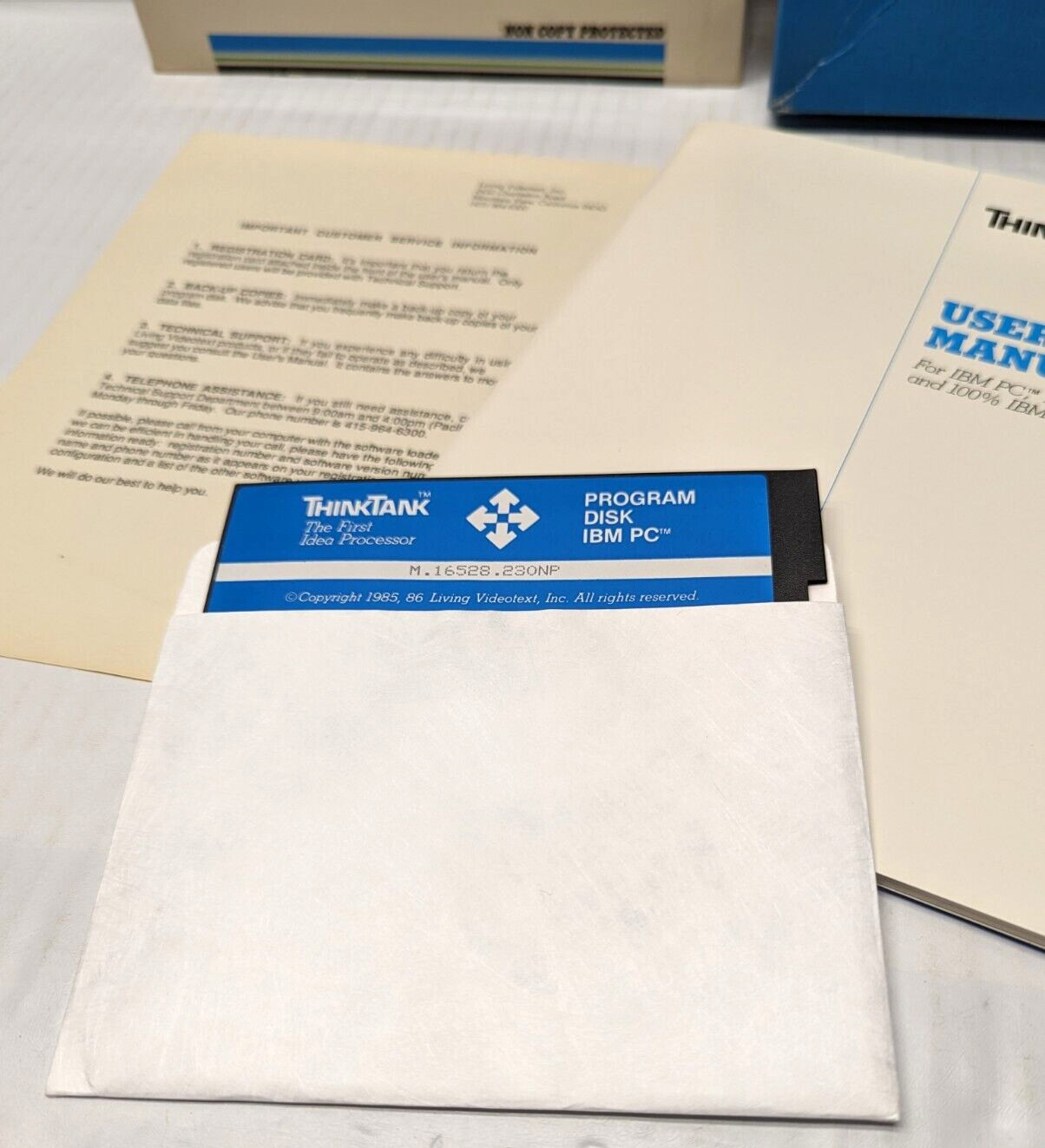 Vintage Think Tank PC Computer Program 1985 5.25" Floppy Disc Complete