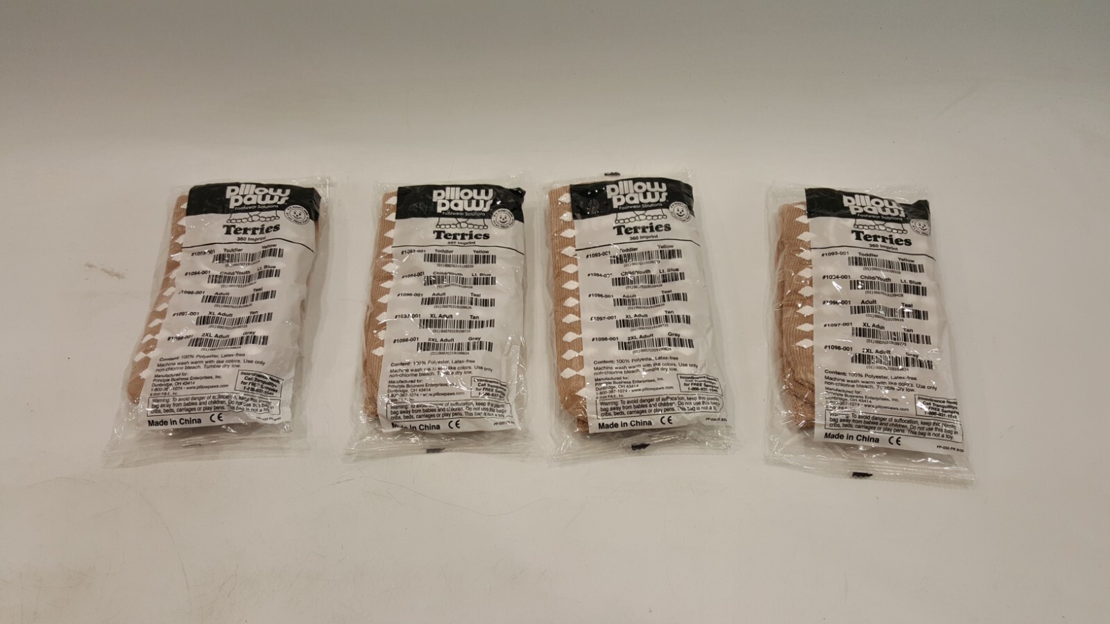 Pillow Paws #1097-001 Terries Slipper XL Adult/Tan (Set of 4)