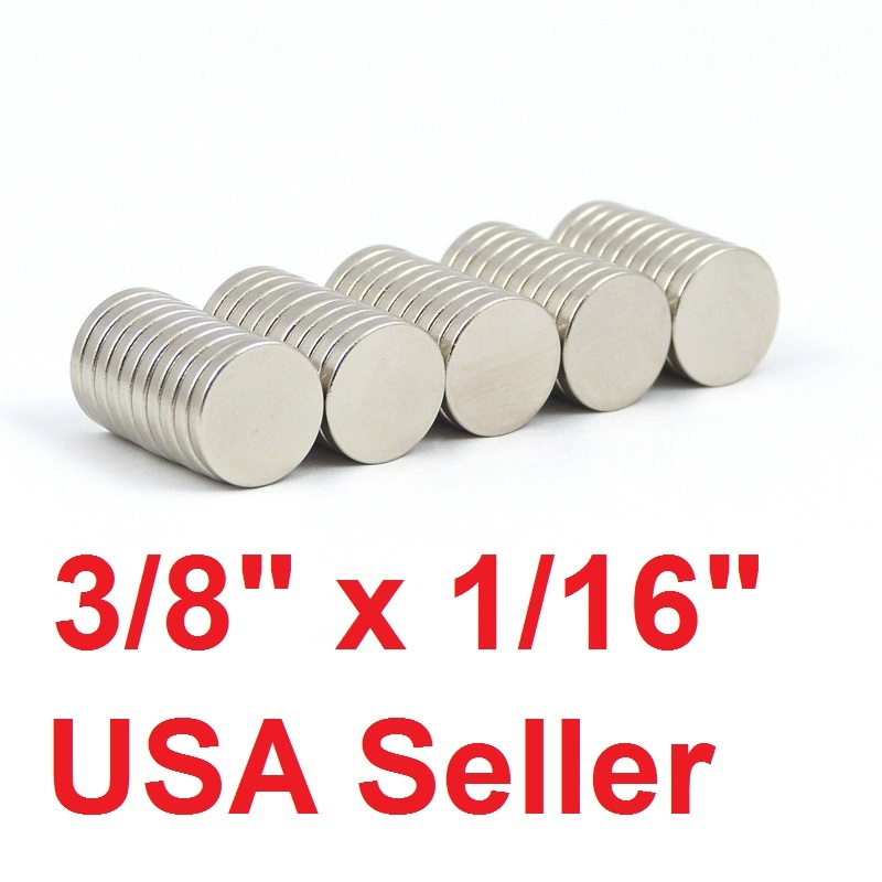 lot 100 50 3/8" X 1/16" 9x1.5mm Neodymium Disc Strong Rare Earth N48 Magnets