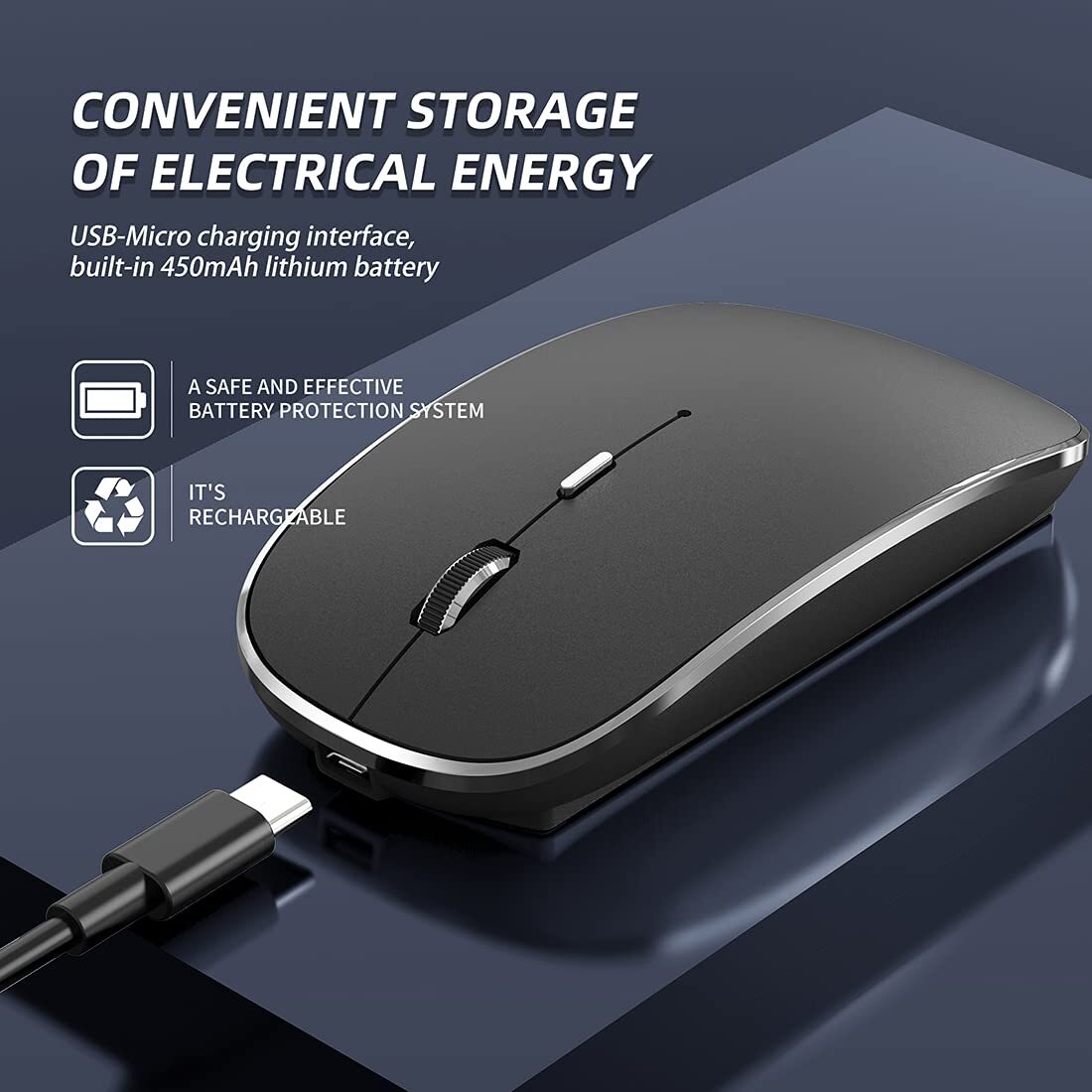 Wireless Mouse Chargeable Portable Silent Wireless Mouse USB and -C Dual Mode...