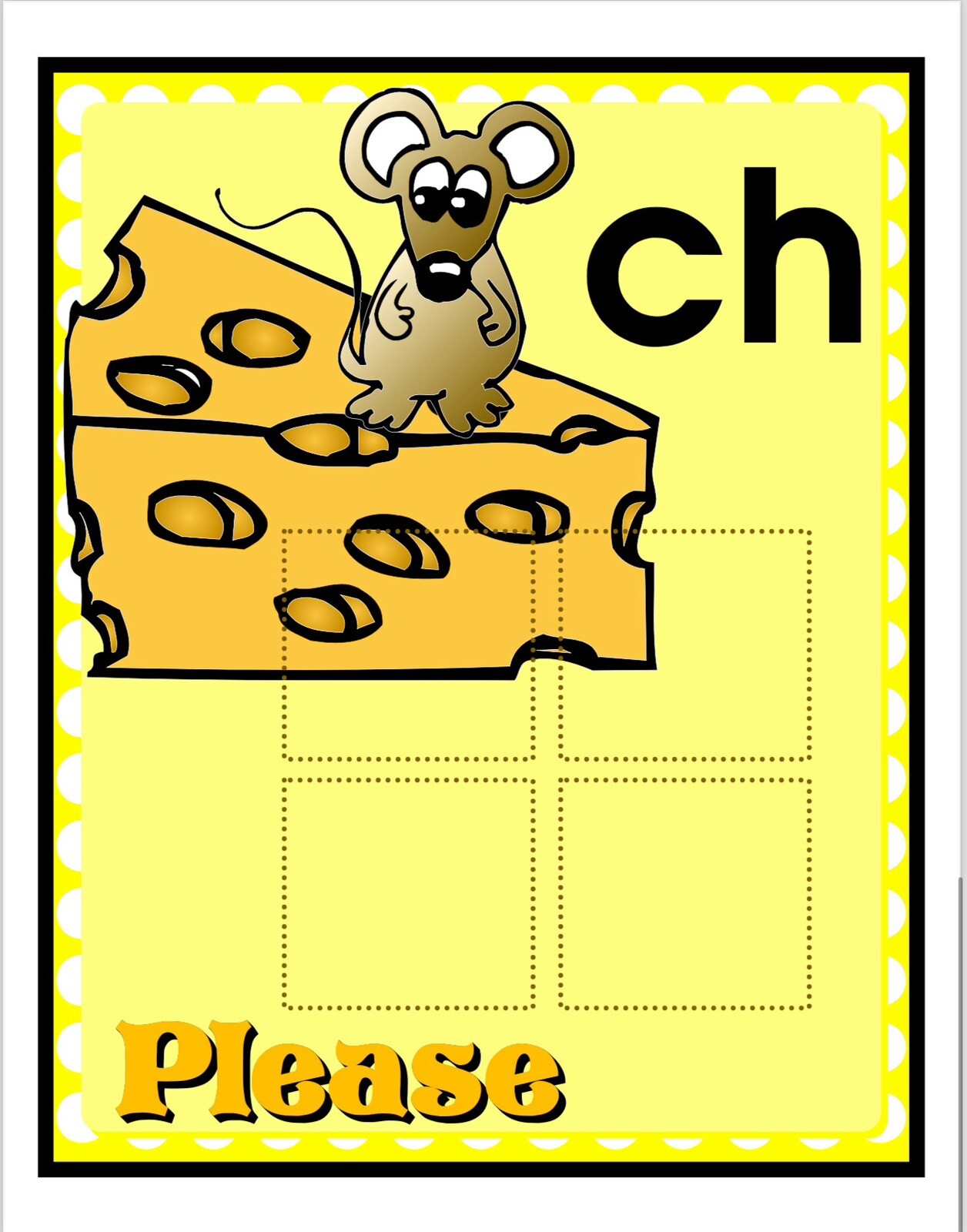 Cheese Please - Phonics. Sh/ Ch - DIY File Folder game - Printed / Uncut