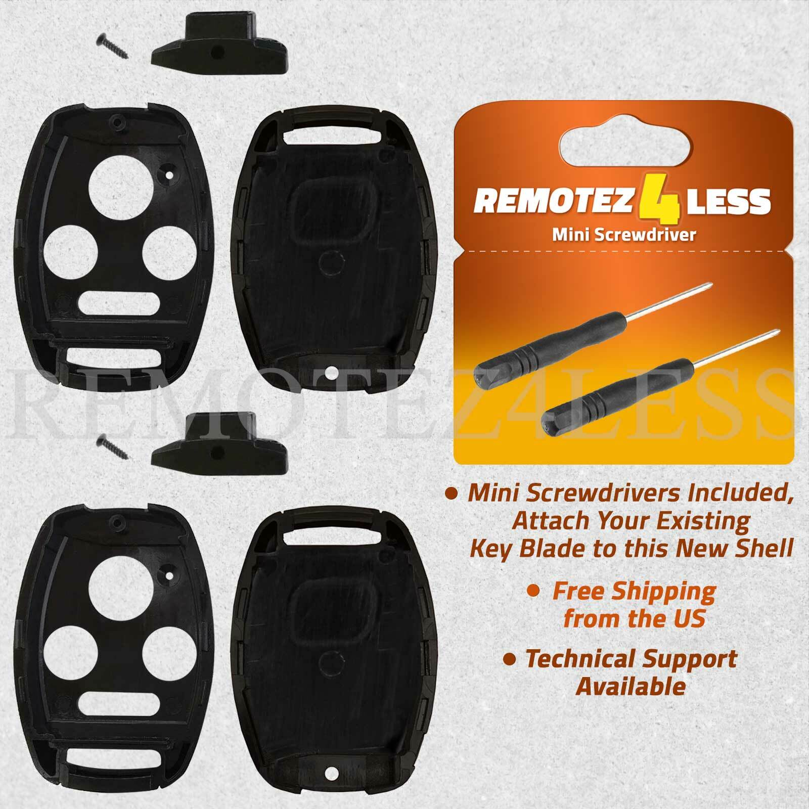 2 For 2011 2012 2013 Honda Civic EX Keyless Remote Key Fob Uncut Shell Case