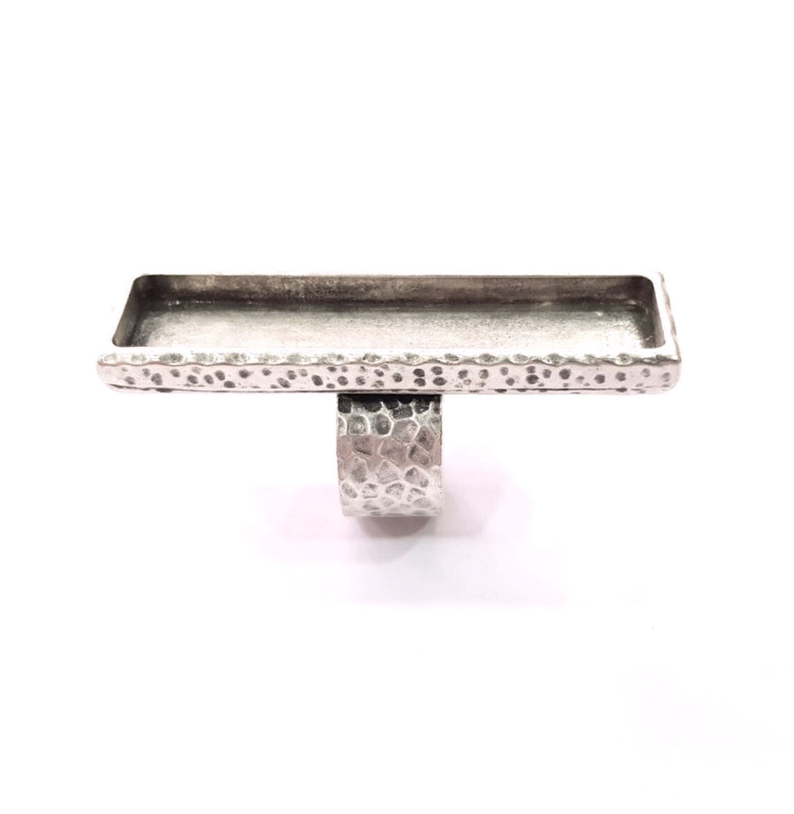 Rectangle Blank Hammered Ring Setting Base Bezel inlay Backs Cabochon Adjustable