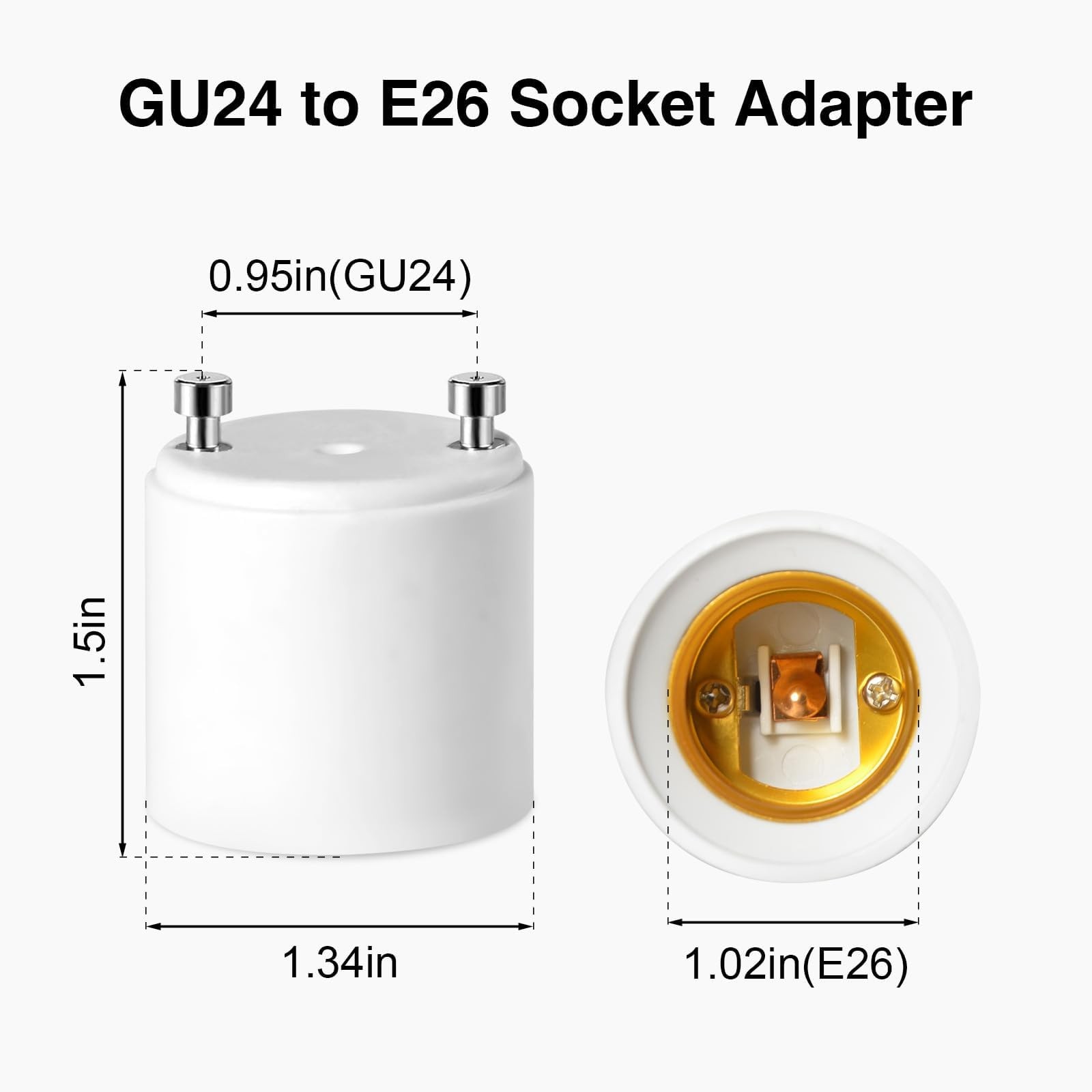 GU24 to E26 Adapter, Converts Pin Base Light Fixture to Standard E26 Socket |...