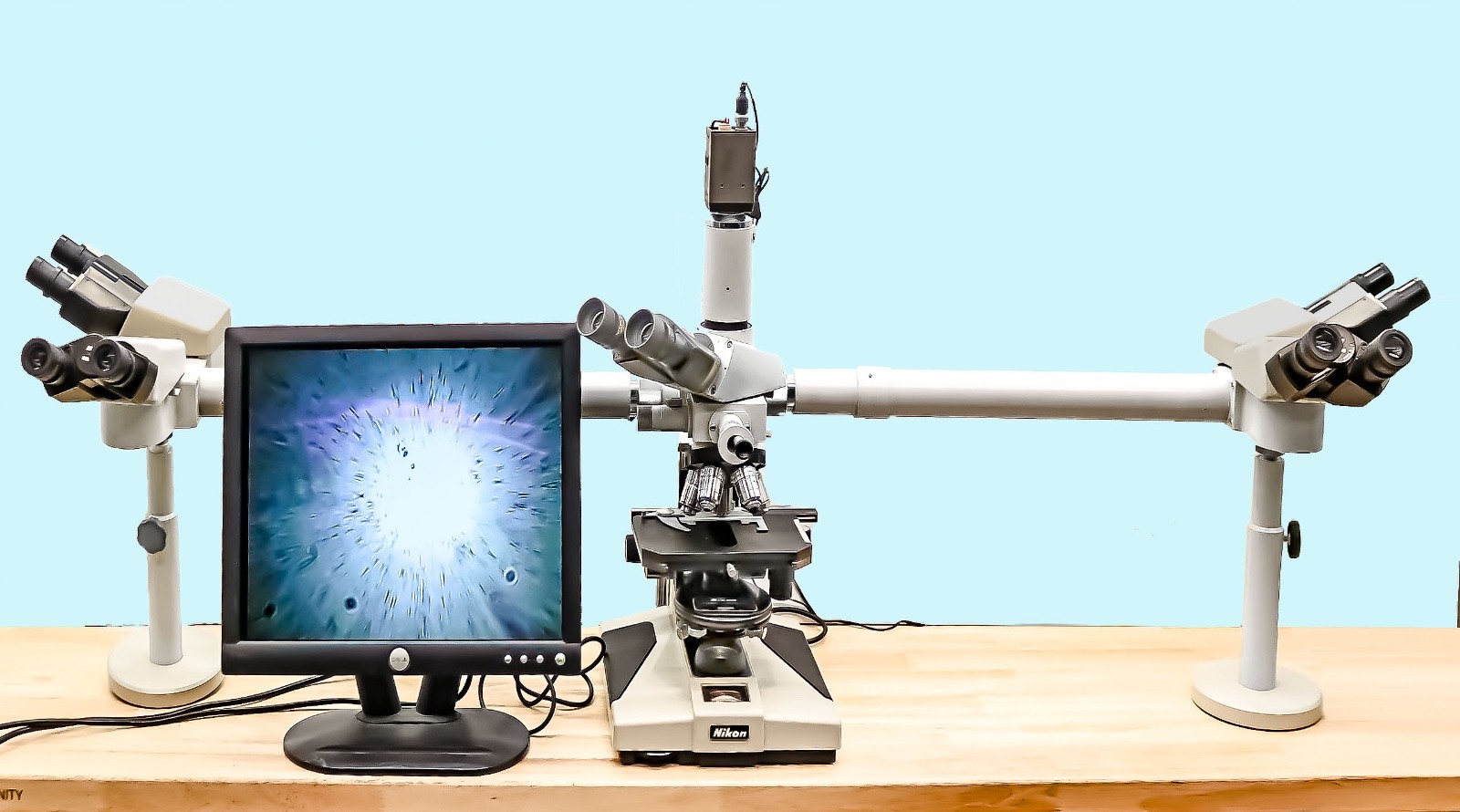 Nikon Optiphot Trinocular Phase Contrast Teaching Microscope with Video System