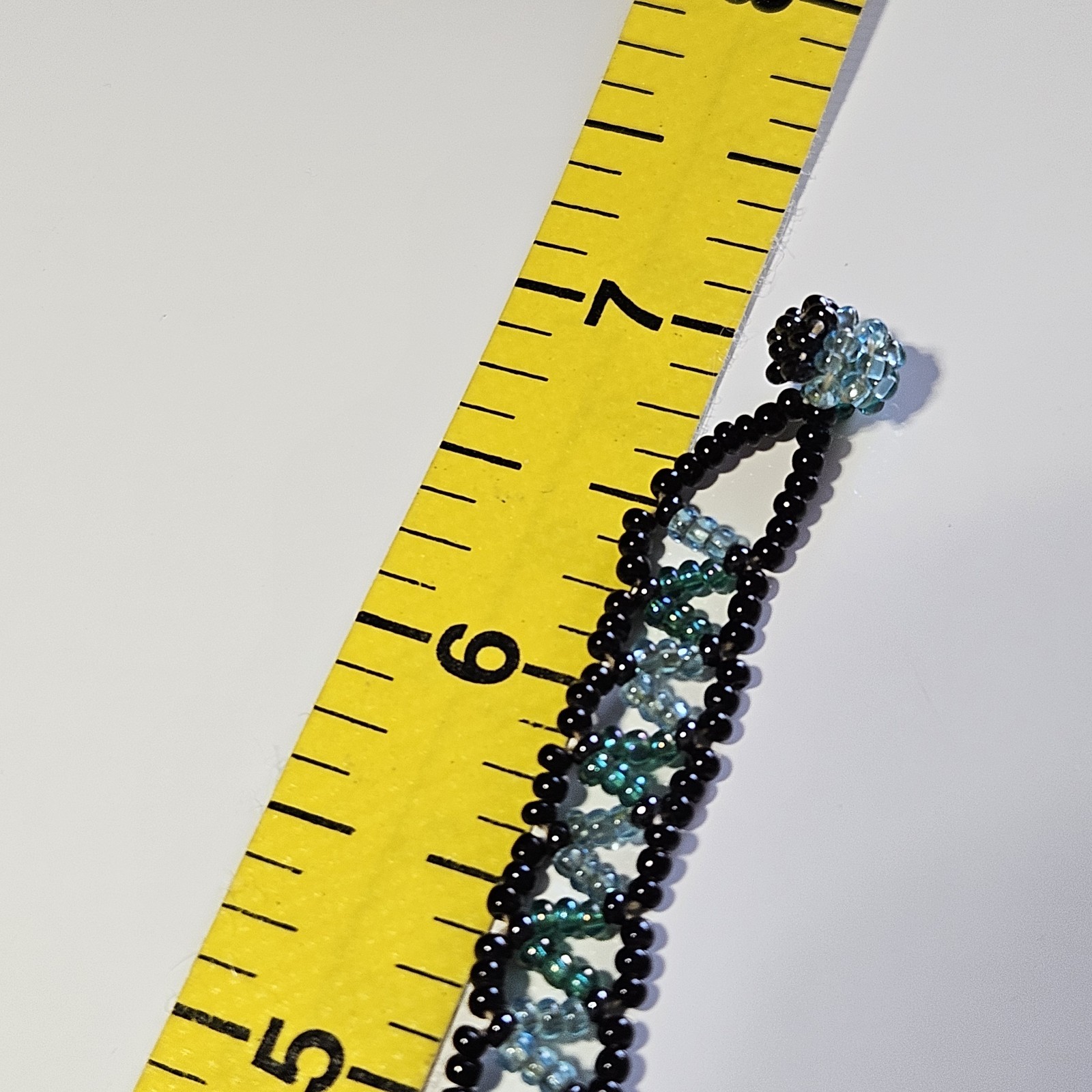 Artisan Handmade Blue And Black Seed Bead Bracelet 7"