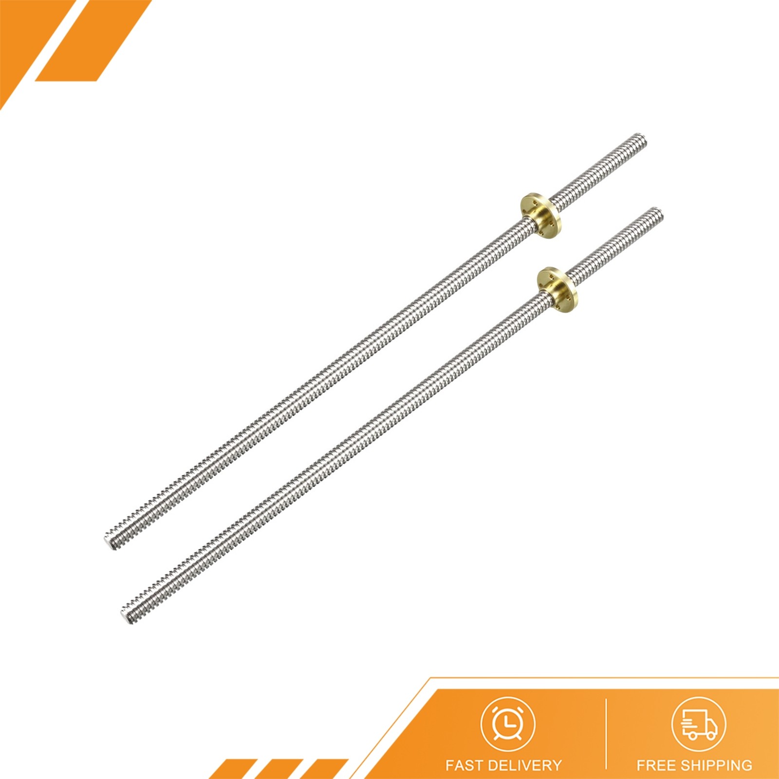 2PCS 300mm T8 Pitch 2mm 2mm Screw Rod with Copper Nuts
