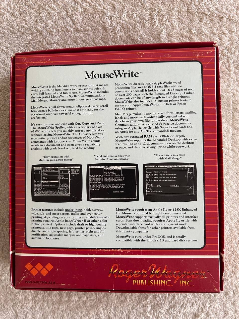 Macintosh MouseWrite Word Processor for Apple IIc IIGS IIe. Software 1985-86 #2