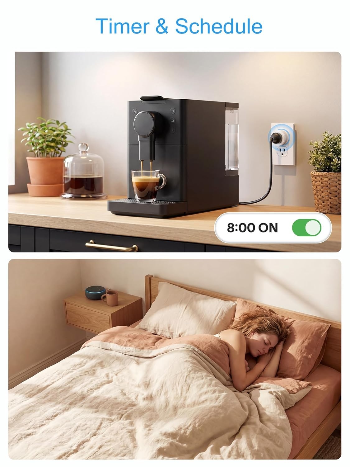 Dual Connection Smart Plug 15A - Remote Control & Voice Capabilities for Home