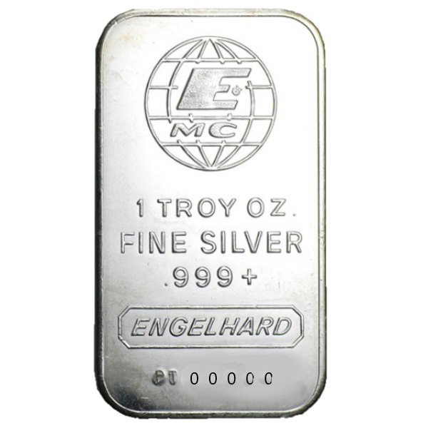 Engelhard 1 oz .999 Fine Silver Bar - Large/Wide "E" or "E"+"MC" - our choice