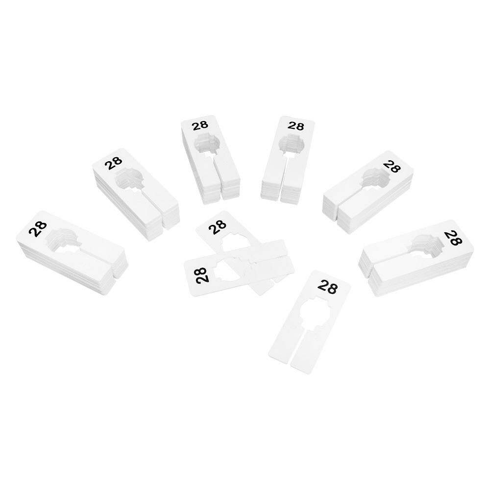 10 PC 2" x 5" Clothing Rack Size 28 Dividers Hangers White Plastic Rectangular