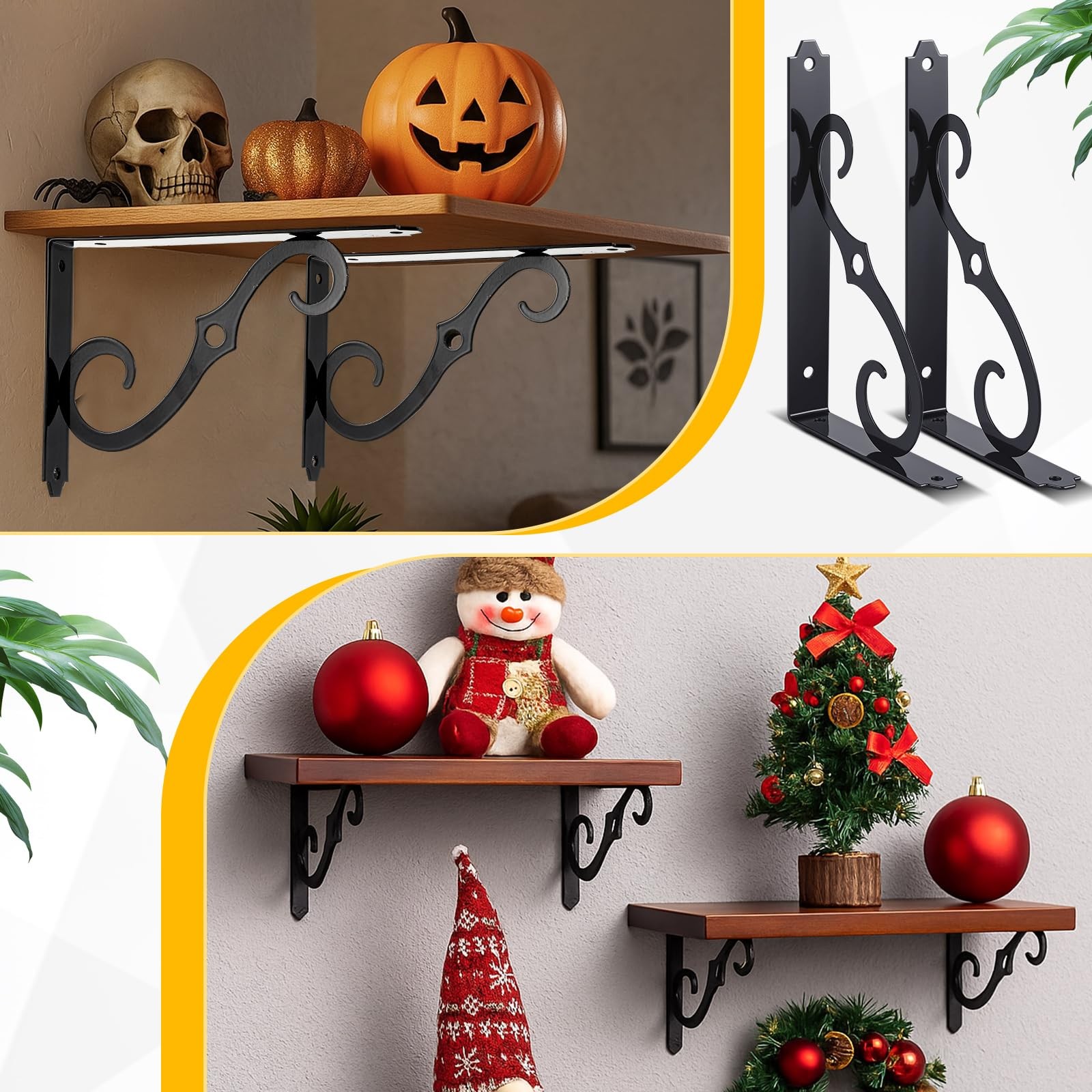 8 Pack 8 Inch Decorative Shelf Bracket Heavy Duty Wall Mounted Floating Brack...