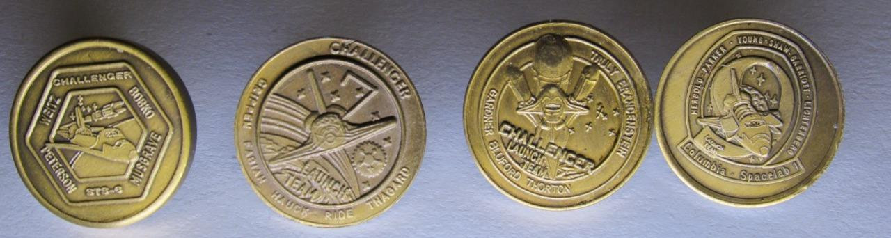 SPACE SHUTTLE MISSION LAPEL PINS ANTIQUE BRONZE 4 EARLY FLIGHTS STS-6, 7, 8 & 9