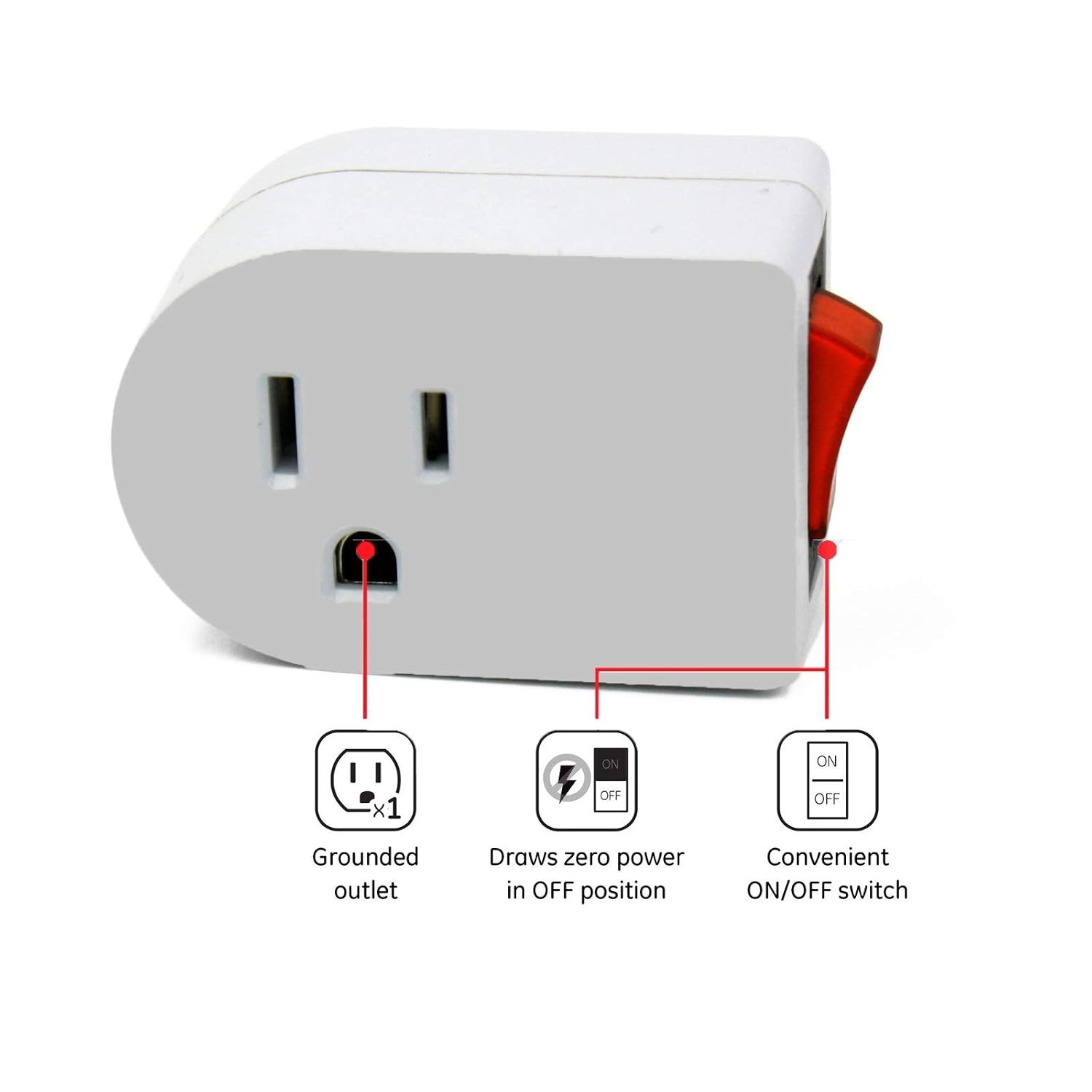 Convenient 15A White On/Off Switch with Red Indicator Light - Certified