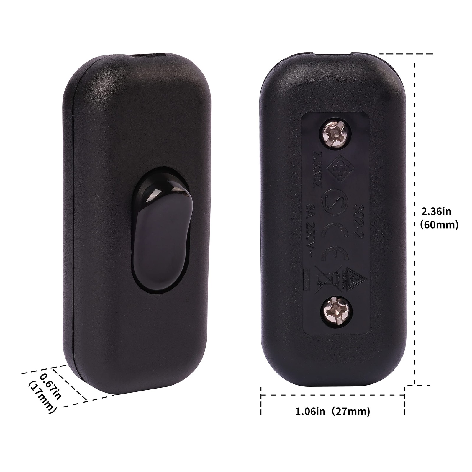 Venforze Inline Cord Switch On/Off Lamp Control Appliance 2 Packs