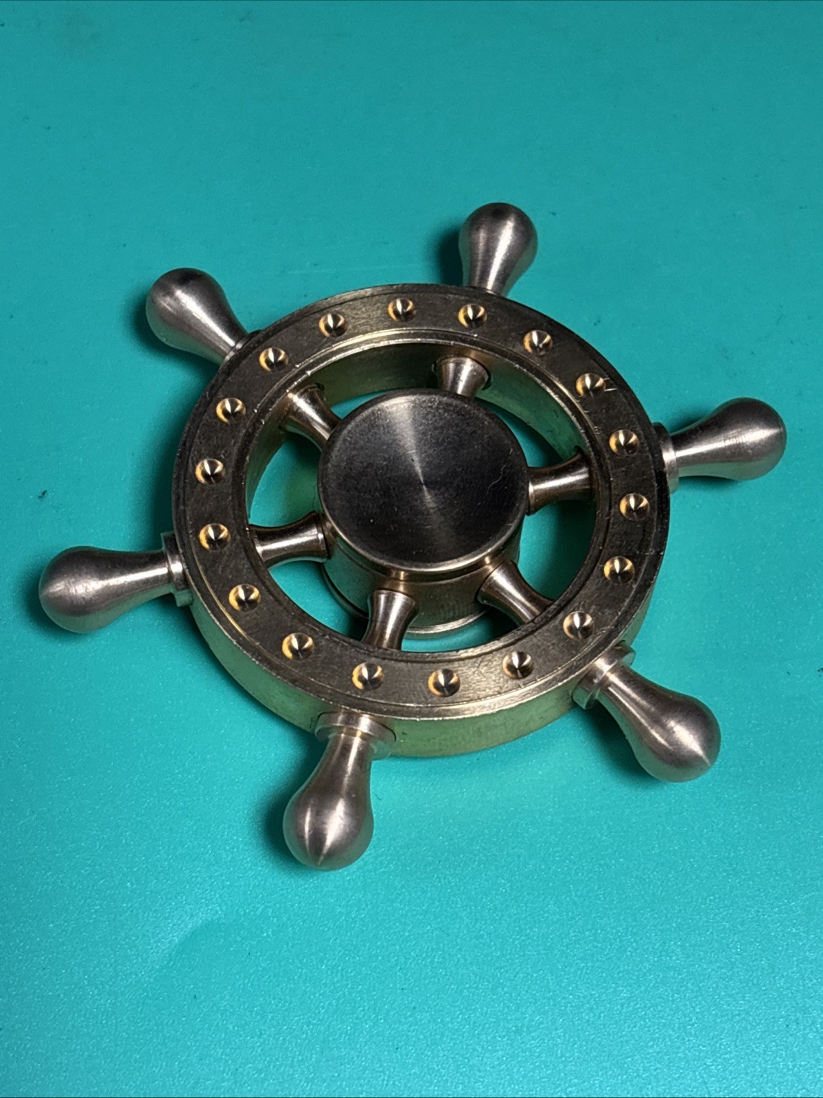Captain Ship Wheel Brass Fidget Spinner All Metal Toy Adults Kids Boys Girls #B1