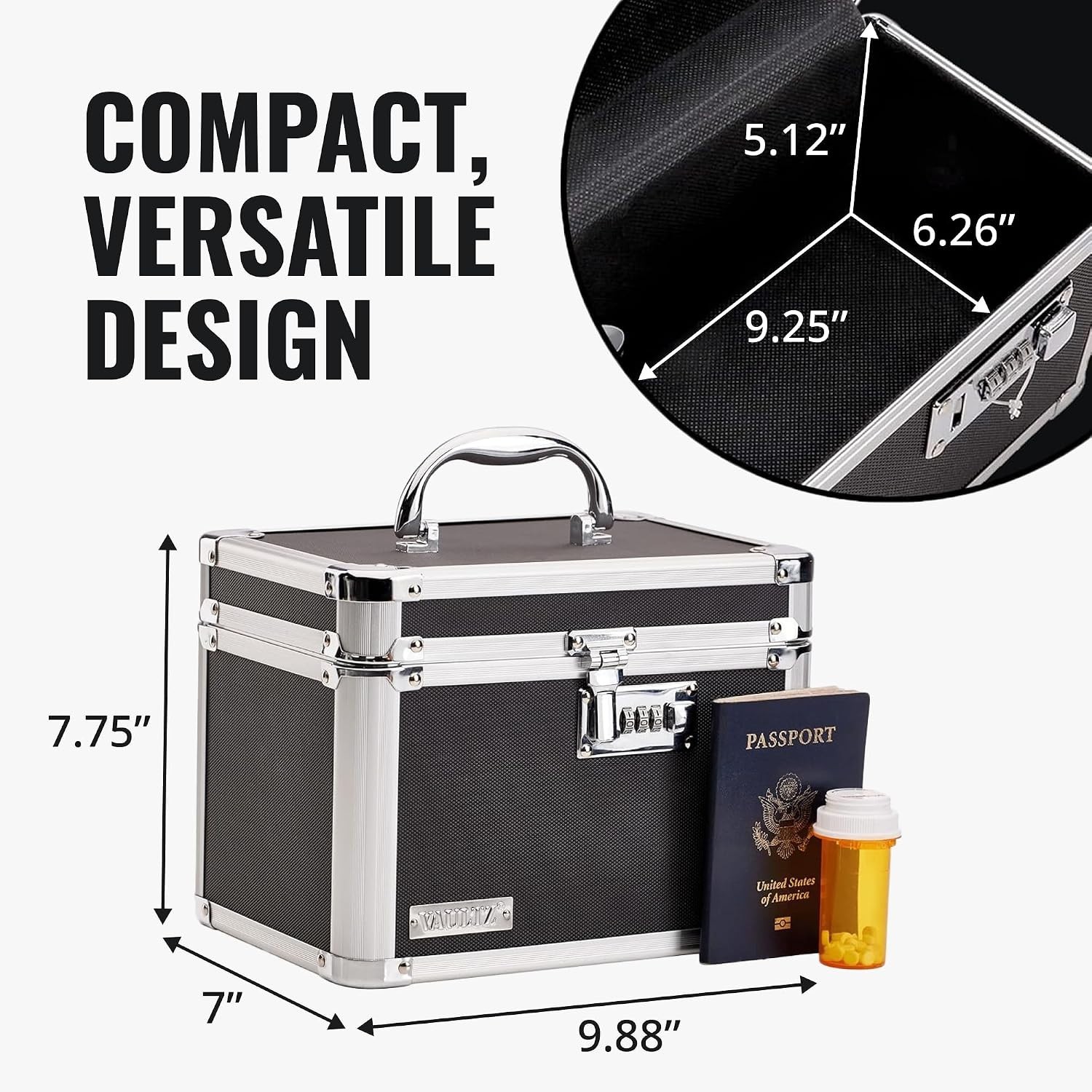 Secure 3-Digit Combination Lock Box - Protect Valuables & Documents - 9.88x7.75