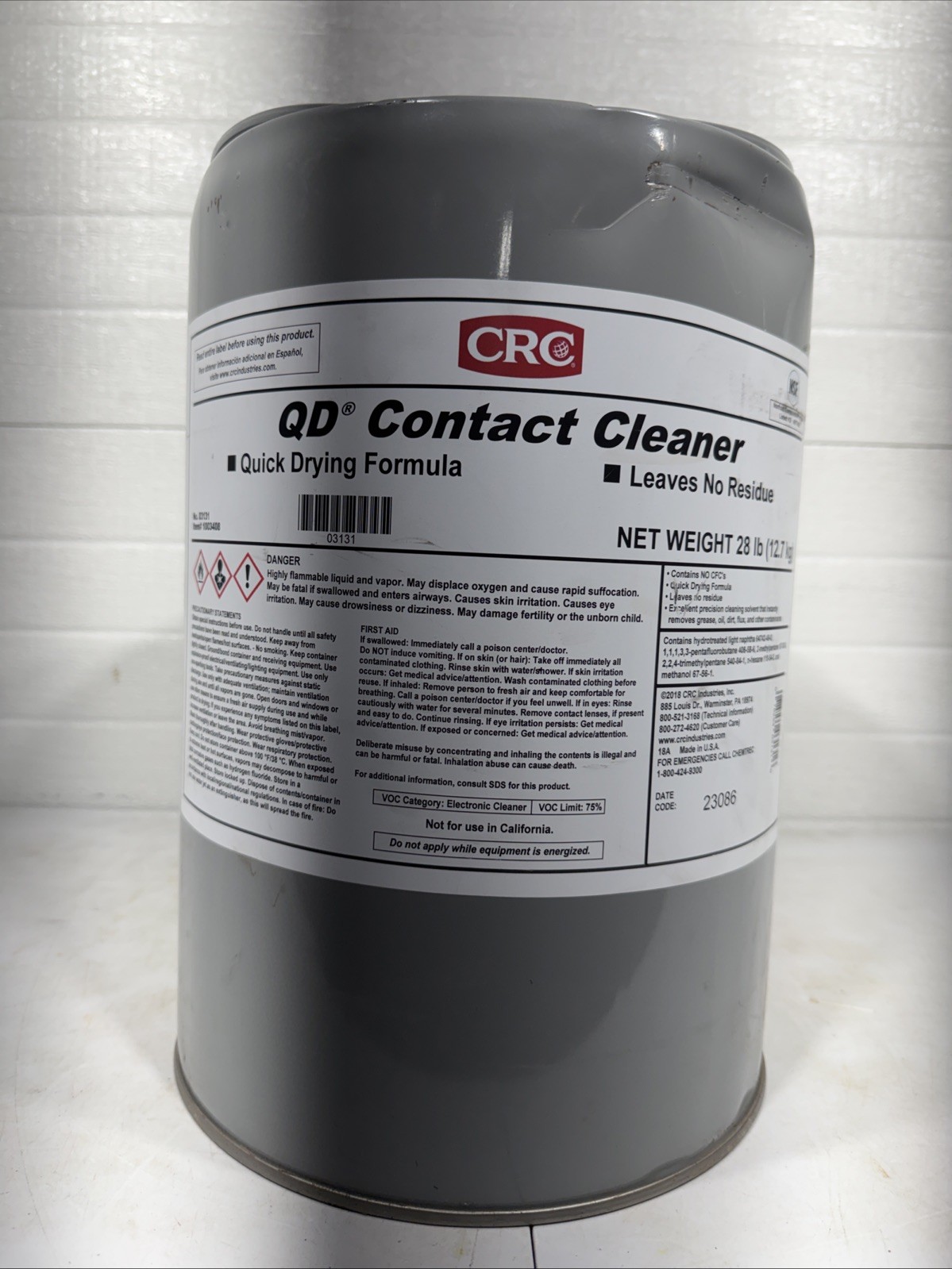 CRC 03131 Contact Cleaner,Bucket,QD,5 gal 5YK64. GB Slightly Dented