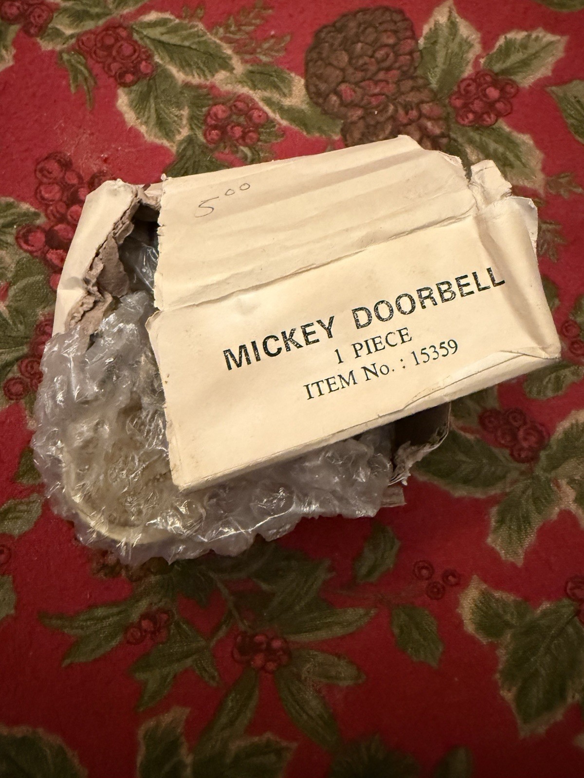 Vintage Disney Mickey Mouse Head Brass Doorbell New Without Set Screws HTF