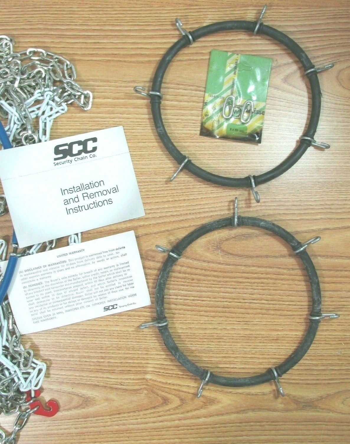 SCC WHITESTAR TIRE CHAINS BY SECURITY CLASS S CLEARANCE EASY MOUNTING