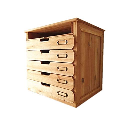 5 Flat Drawer Organizer for Home or Office Desk - Wooden Chest of Drawers - F...