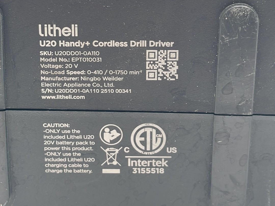 Litheli 20V Cordless Drill & 64-Piece Home Tool Kit (NO Battery)