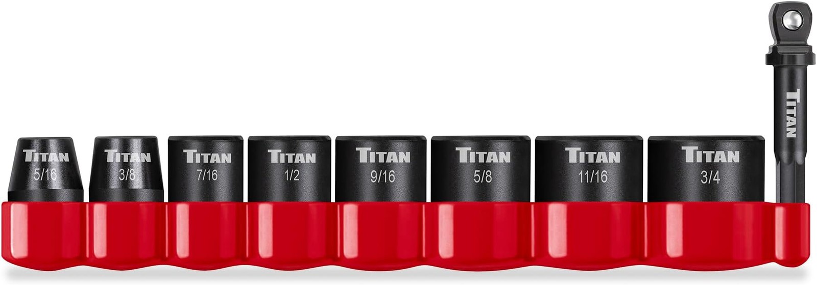 Titan 48001 9-Piece 3/8-Inch Drive SAE Shallow Impact Socket Set, 6-Point, SA...