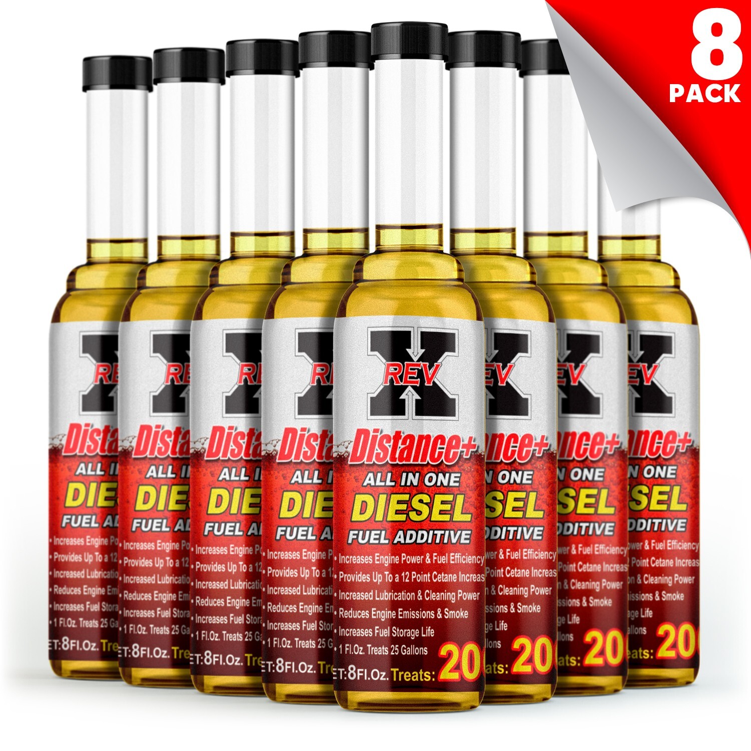 REV X Distance+ Diesel Fuel Treatment - 8 fl. oz. (8 Pack)