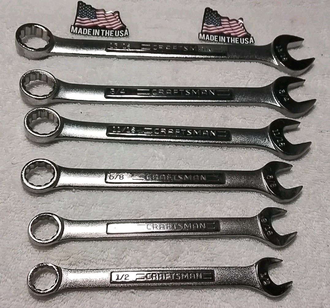 CRAFTSMAN 6PC 1/2"-9/16"-5/8"-11/16"-3/4"-13/16" 12PT VA "VINTAGE "SET SAE USA