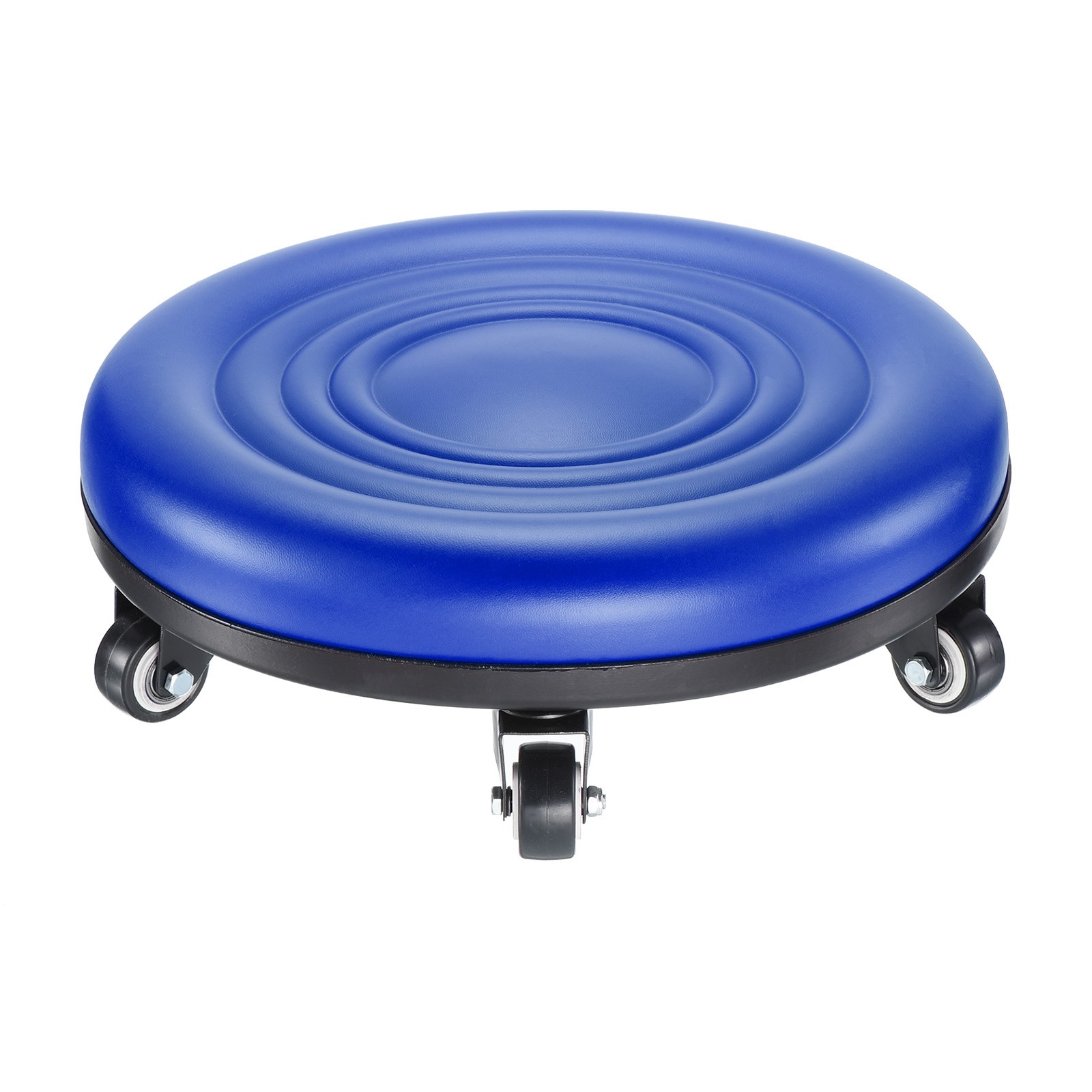 Blue Low Roller Seat Wheel Stool Chair PU Leather Rolling Stool Seats