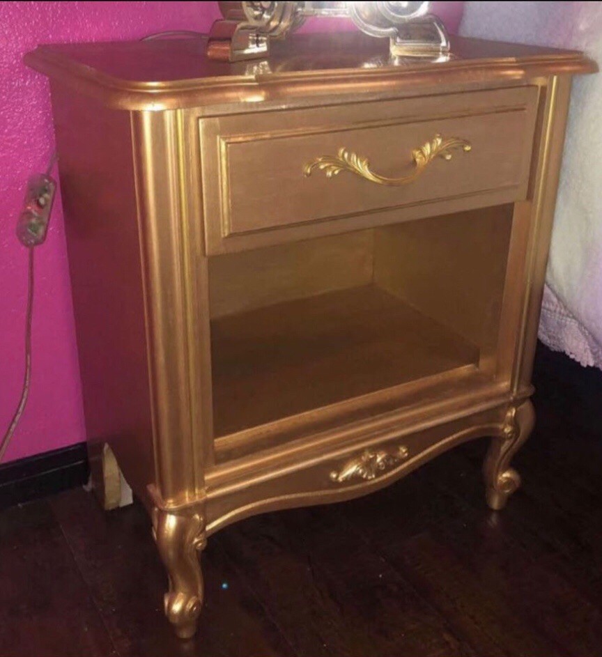 Classy Gold Nightstand Bedside Golden Nighttable Bed Side Cabinet Gold Furniture