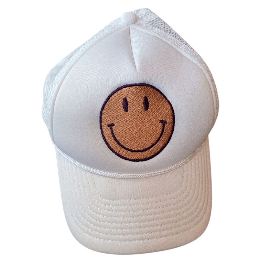 Yllw Women's White Smiley Face Trucker Hat OS
