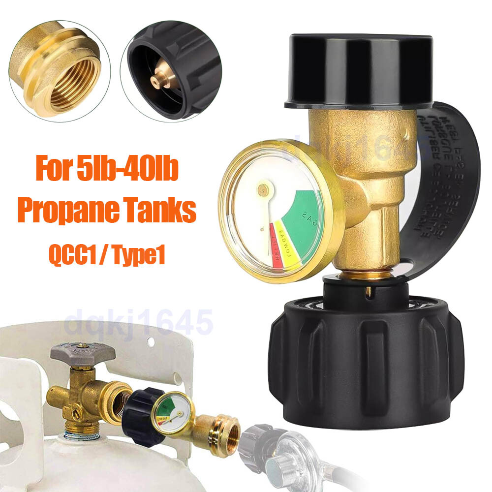 Propane Tank Gauge RV Pressure Brass Adapter Gas Level Meter Grill BBQ Indicator