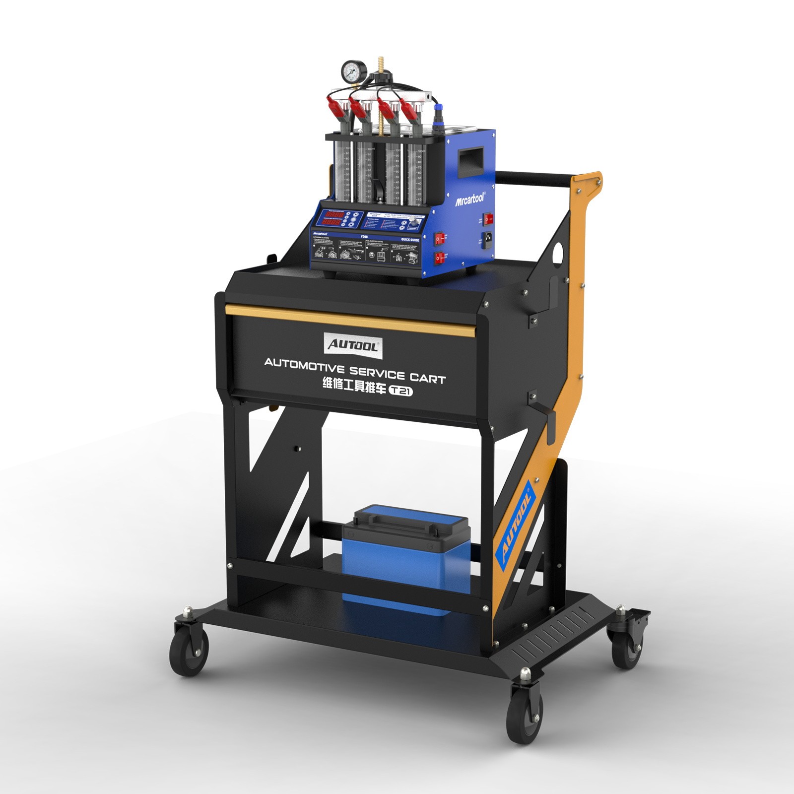 Fuel Injector Cleaner Tester Ultrasonic Cleaning Machine with Tool Trolley US