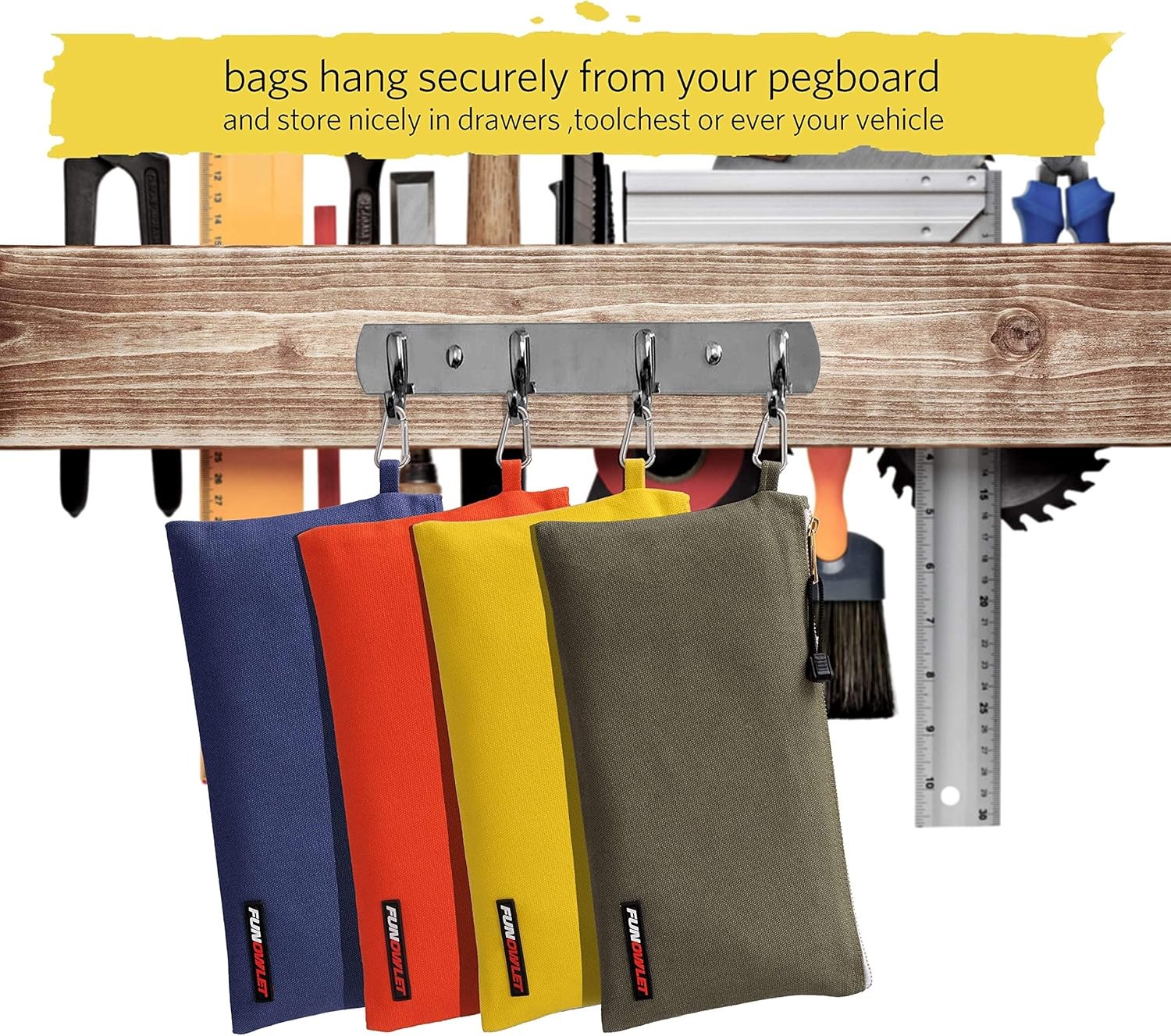 Utility Canvas Zipper Tool Bag - Heavy Duty Tools Pouch