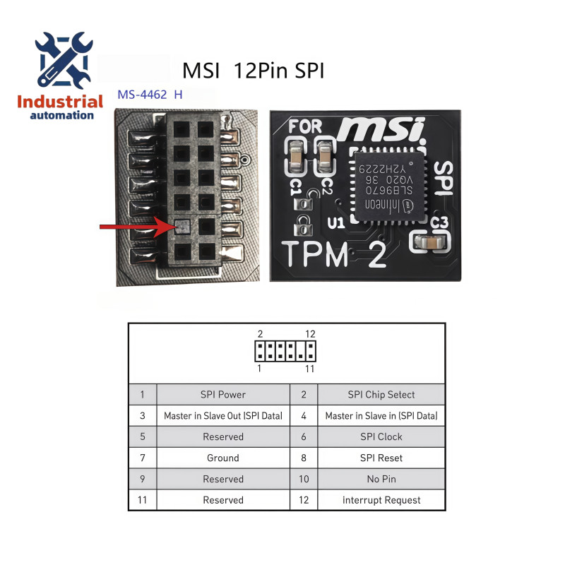 1PC NEW MSI MS-4462 H TPM Module (12 Pin 12-1) SPI TPM 2.0 Trusted Platform
