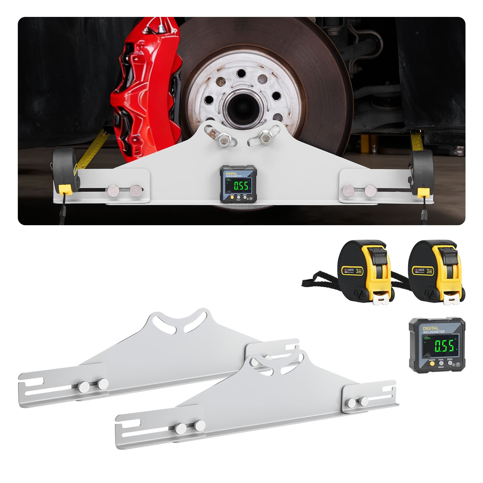 VEVOR Wheel Alignment Tool Toe Camber Alignment Tool Plate 2 Pcs 2 Tape Measures
