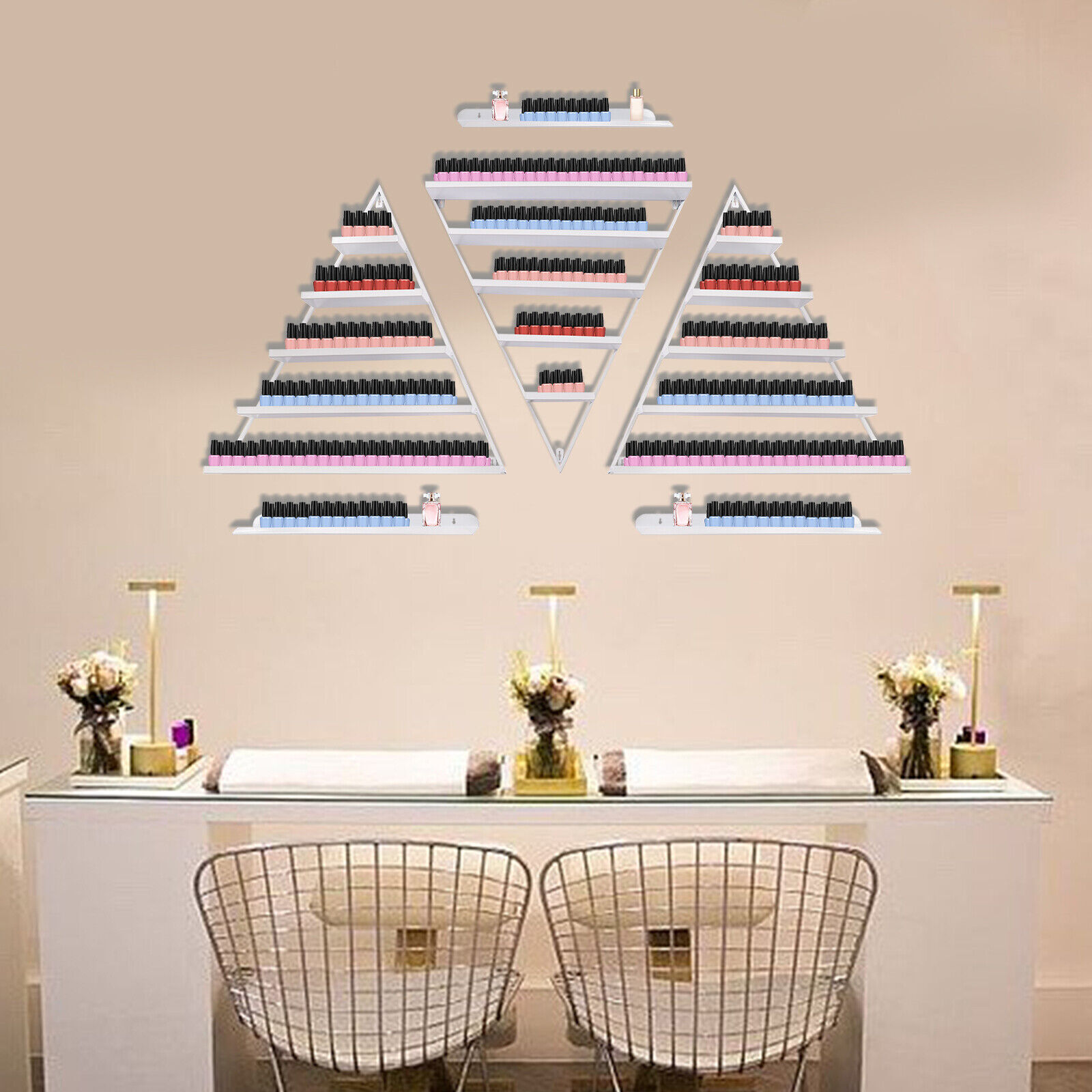 3 Pcs Triangle Wall-mounted?Nail?Polish?Display?Racks 5-Tier White Display Shelf