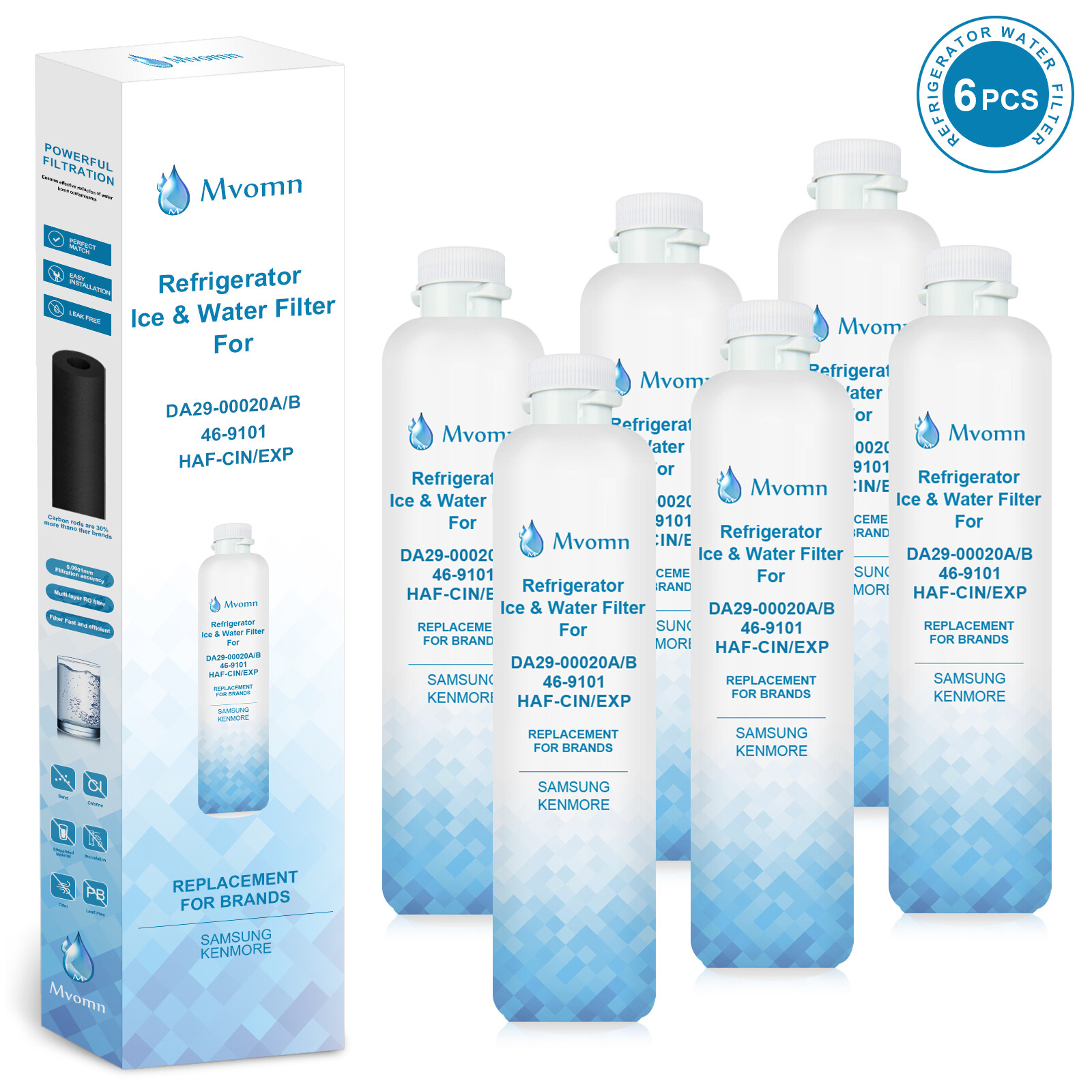 (2-6 Pack) DA29-00020B Refrigerator Water Filter, Replacement for Samsung