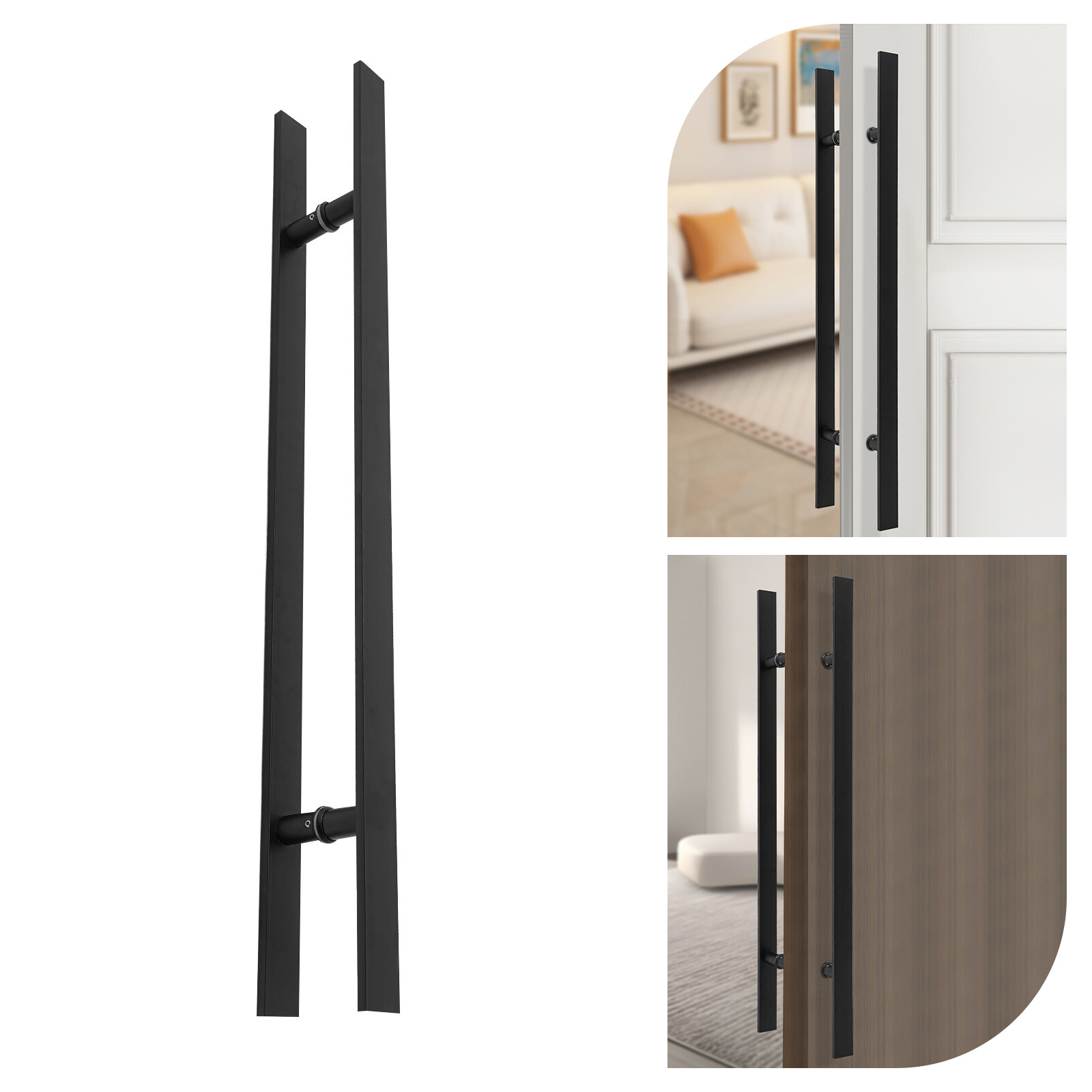 Double Sided Stainless Steel Door Handle Commercial H Shape Door Pull Handle
