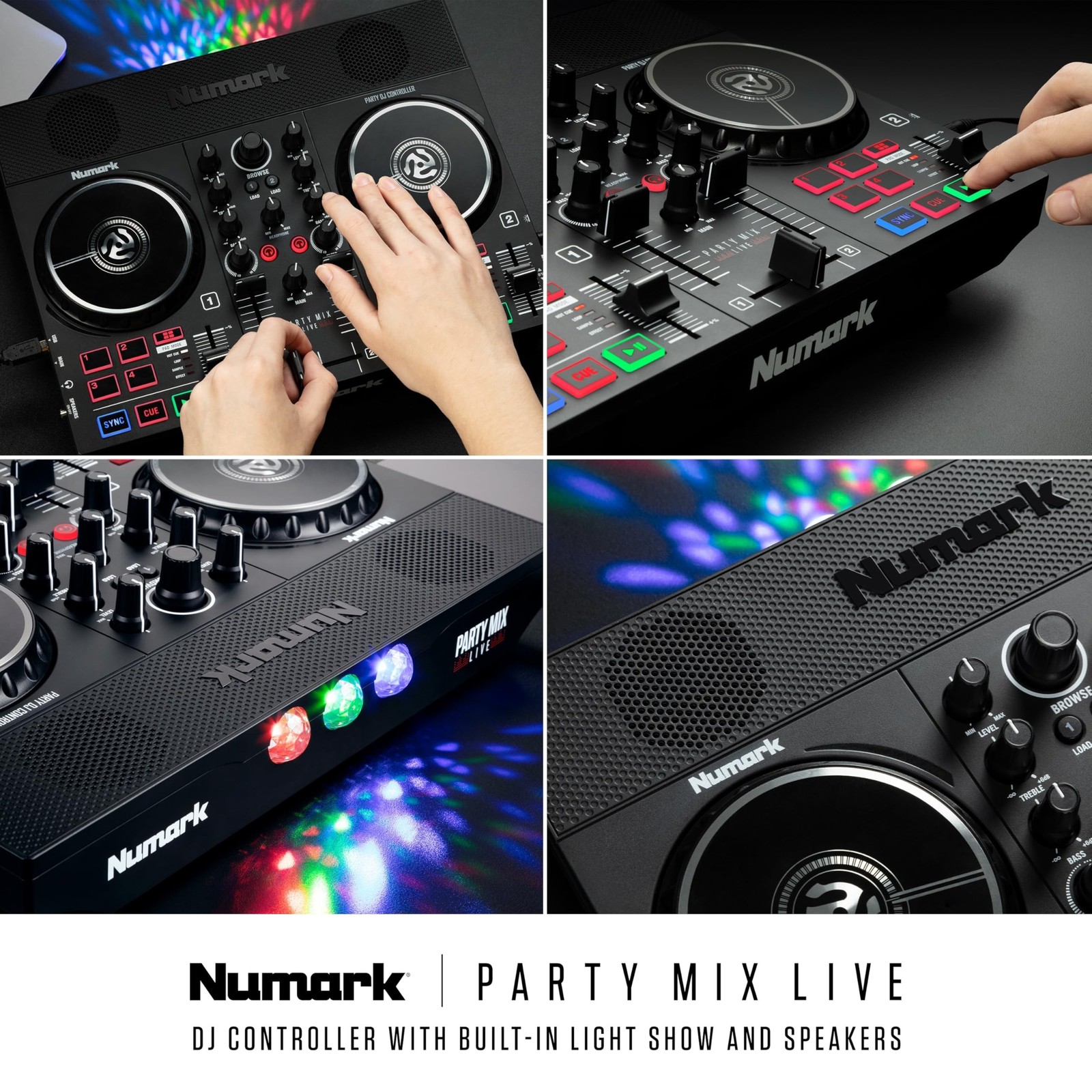 Numark Party Mix Live DJ Controller with Built-in Lights and Speakers | 2-Dec...