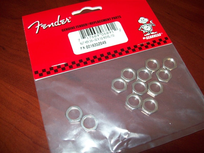 NEW - Genuine Fender Pot Mounting Hex Nuts (12) For CTS - NICKEL, 001-6352-049
