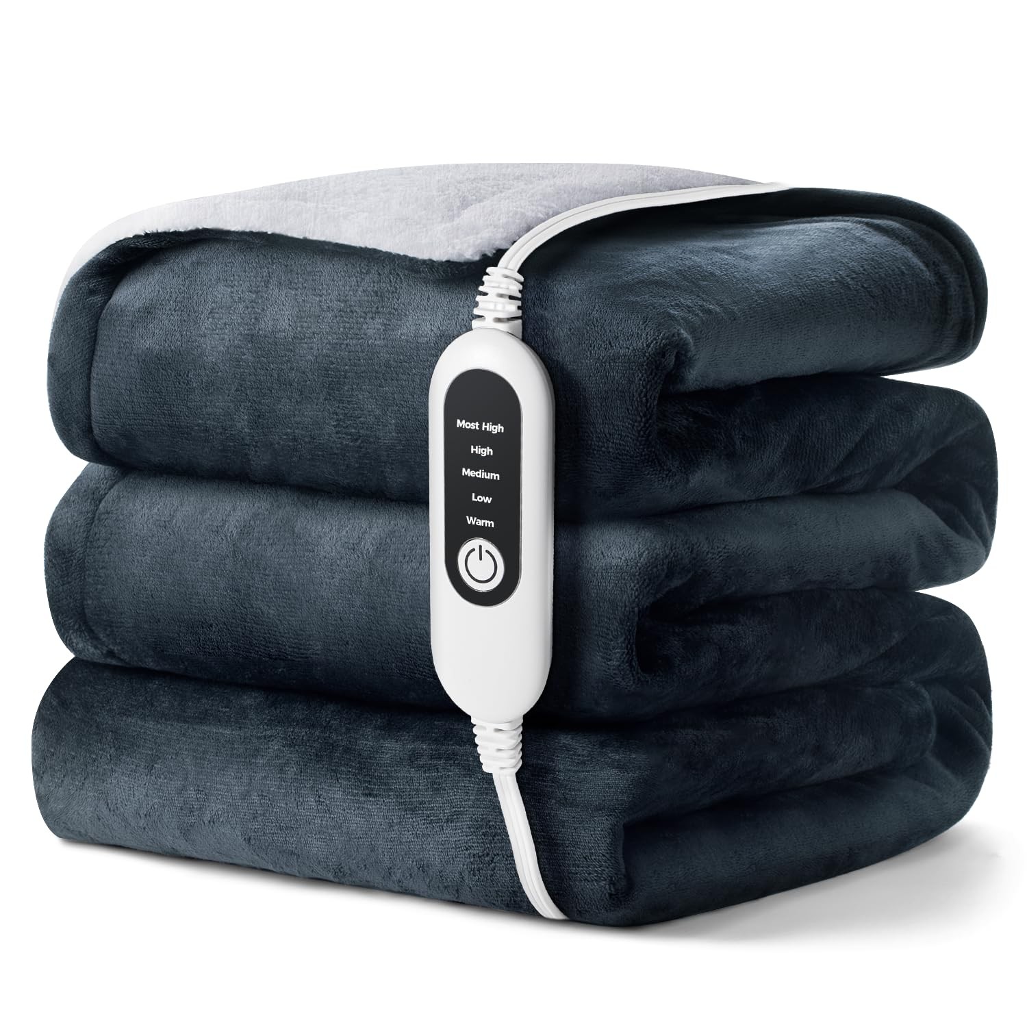 Electric Heated Blanket, Soft Flannel Fabric Heating Blanket Features 5Level ...
