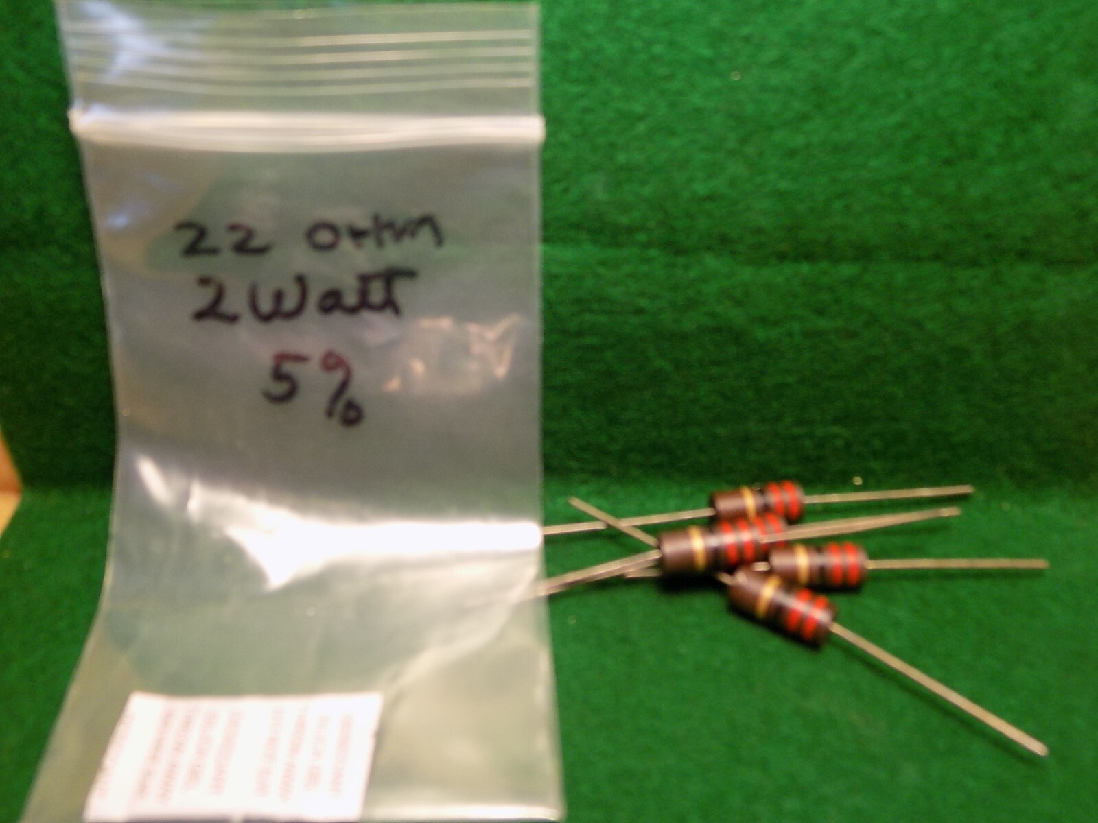 (1) 5 Pack Carbon Comp 22 OHM 2 Watt 5% Resistors NOS