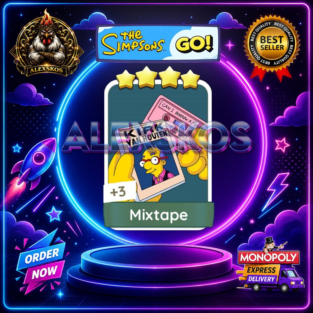 Mixtape ⭐Monopoly Go Sticker MOGO The Simpsons Go! Stickers 🌟Fast Delivery