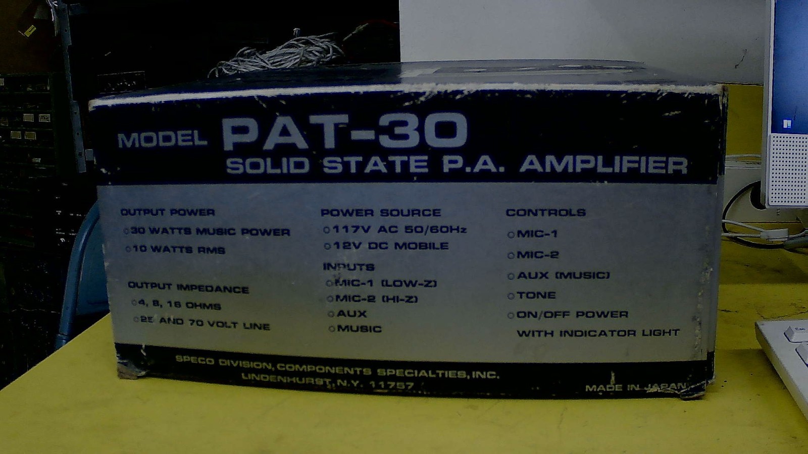 SPECO 30 watt Solid State Public Address Amplifier