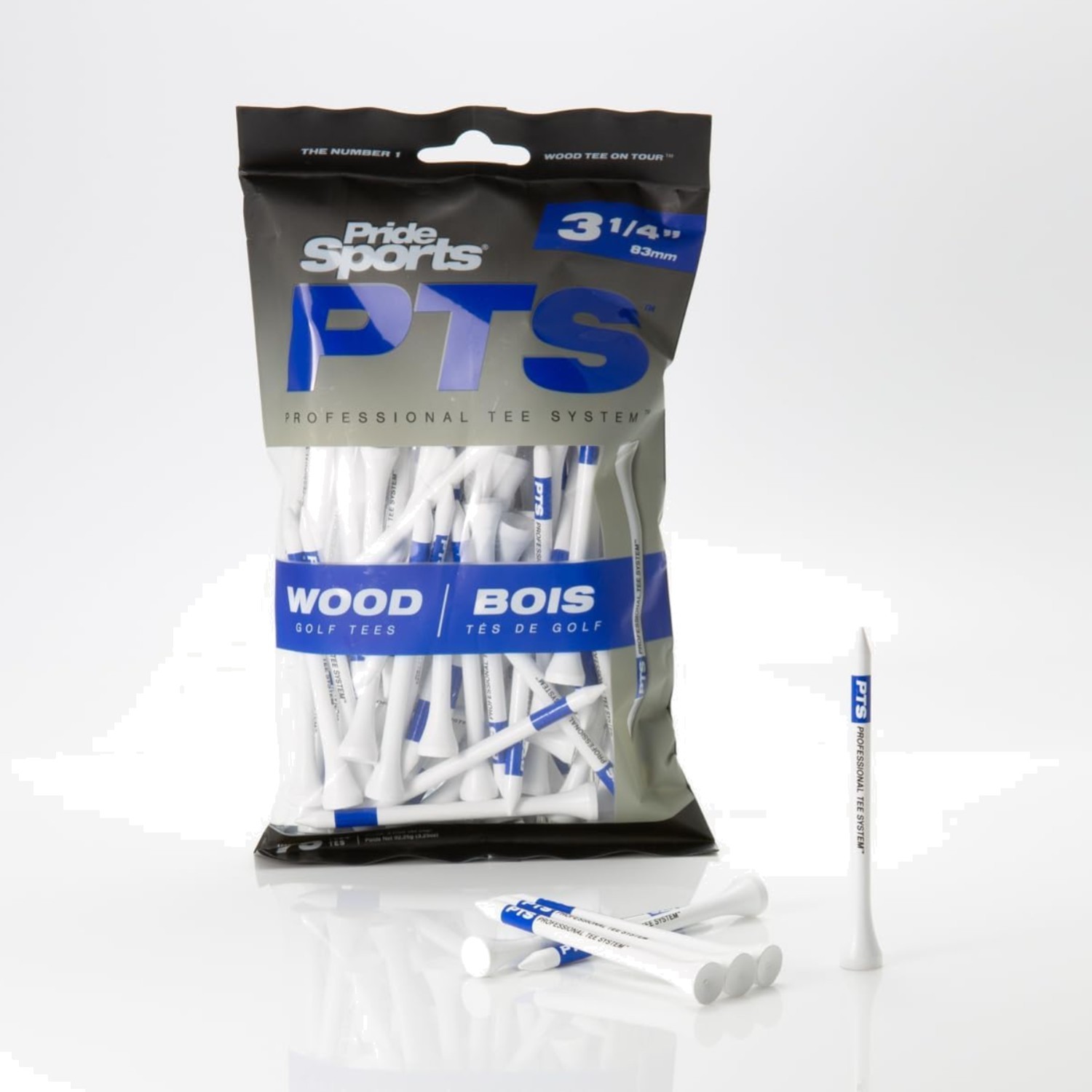 PTS Wood Golf Tees | 75 Count, 3-1/4 Inch | Wood Tee on Tour | Best for Drive...