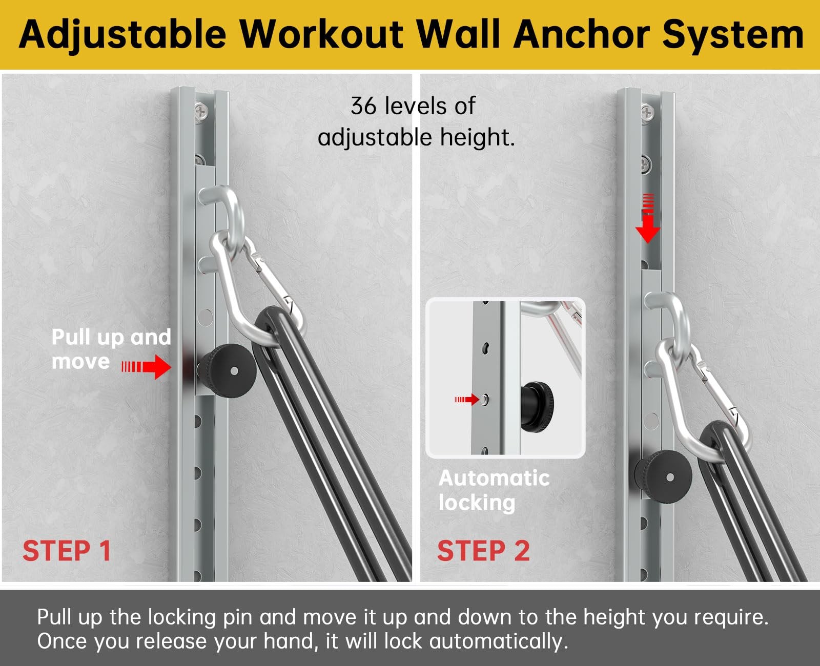 Professional 80" Adjustable Wall Anchor for Resistance Bands - Ultimate Home ...