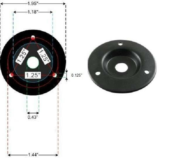 4 Pack 2 Inch Round Black Metal 1/4" Speaker Jack Plates