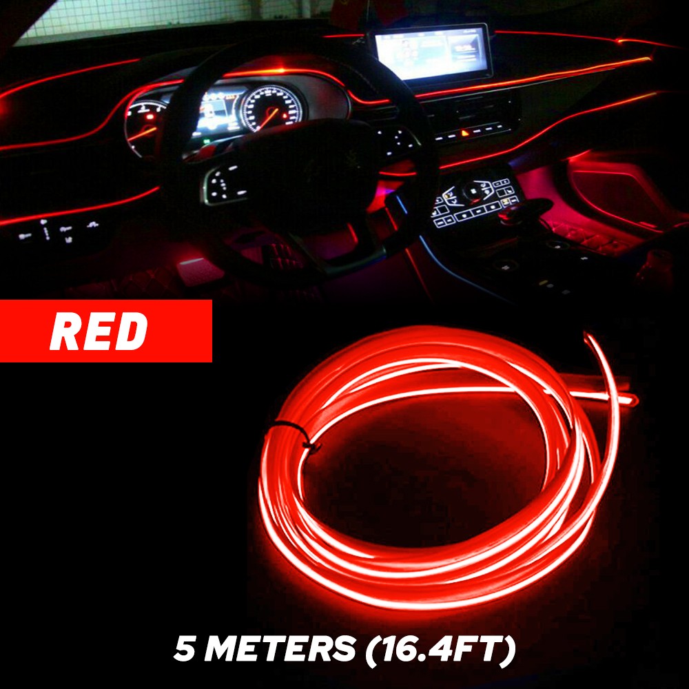 5M Red USB Interior LED Auto Car Atmosphere Wire Decor Strip Light Accessories